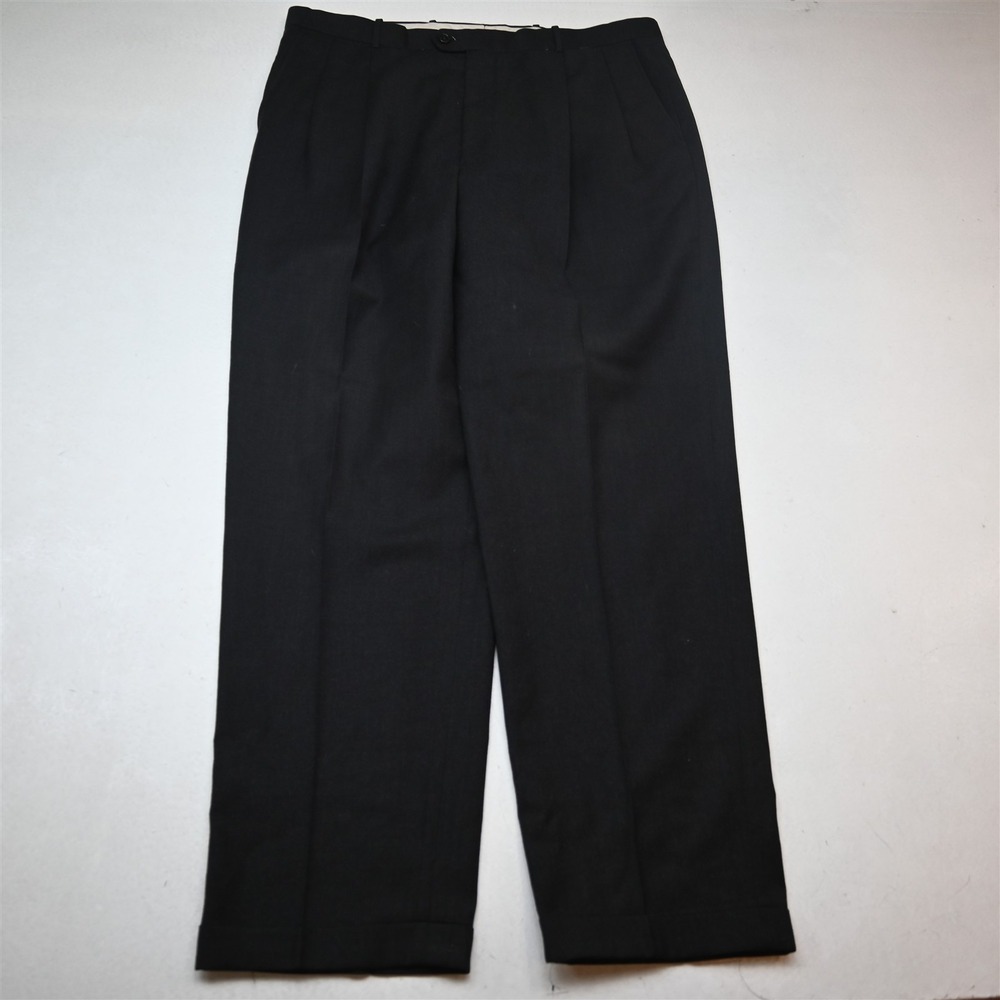 Gerald Austin 38x32 Gray 100% Wool Pleated Cuffed Classic Dress Mens Pants